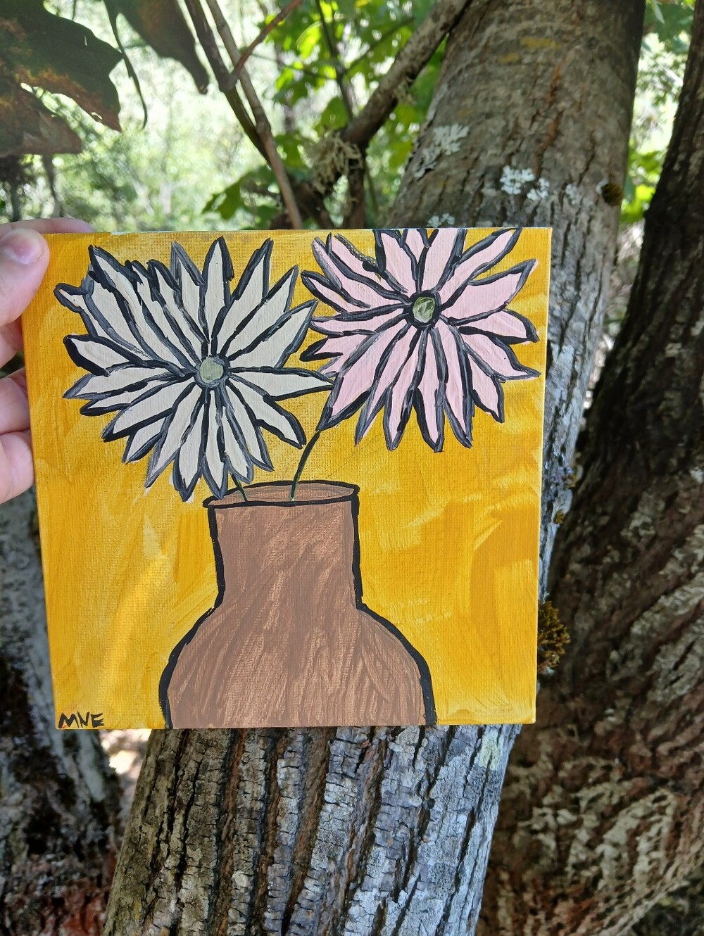 Flowers In Vase Painting Folk Art